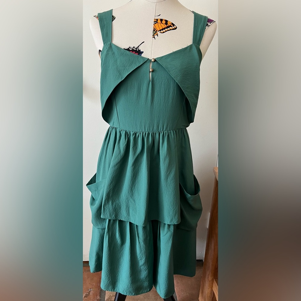 Banana Republic Green Textured Tiered Sundress